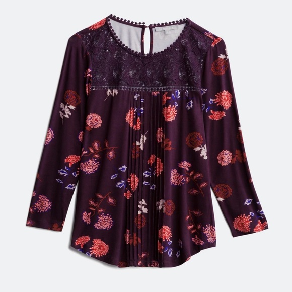 Daniel Rainn Purple Floral Lace Women's Blouse - Picture 3 of 5